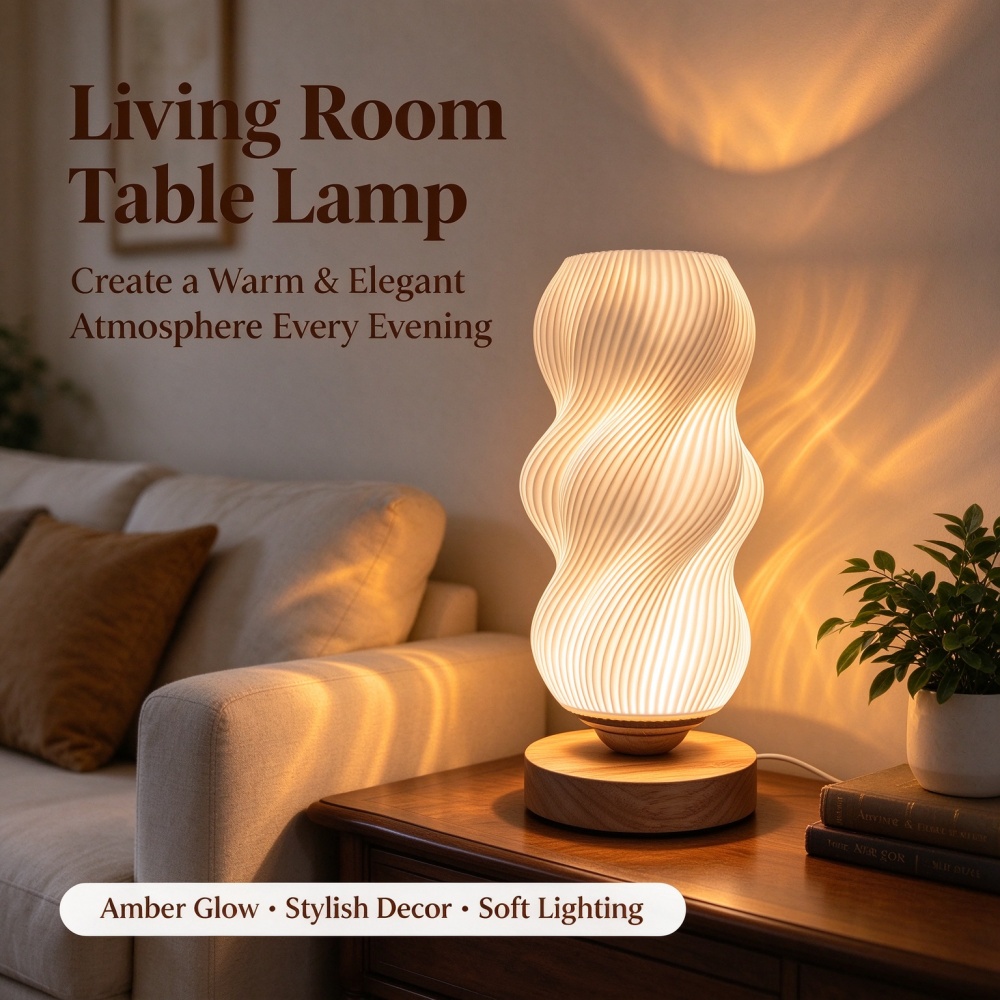 Decor Lighting Lamps - 3D Printed Wave Texture Night Lamp