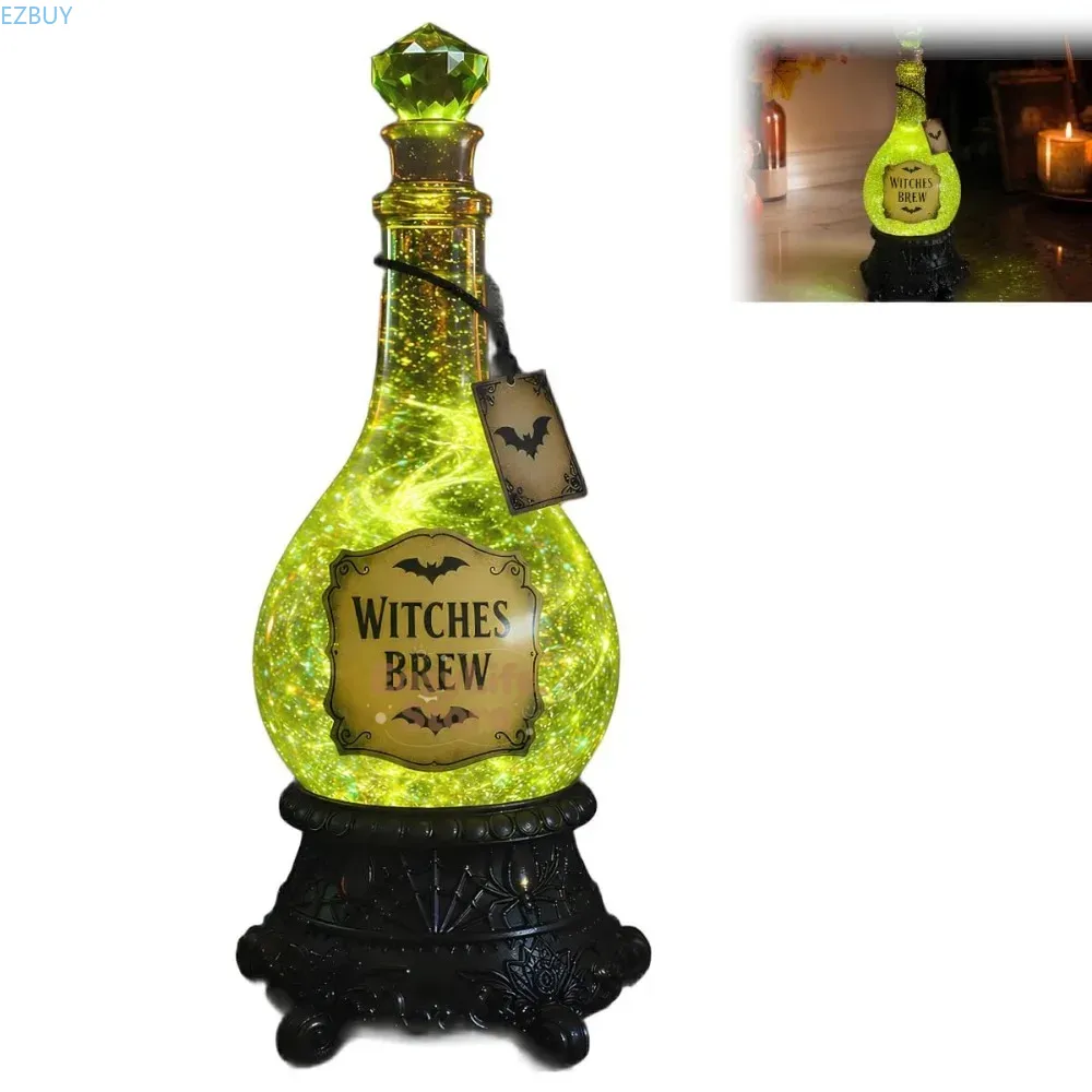 Up Lighting Decor - Lighted Witches’ Brew Bottle Glitter Globe,