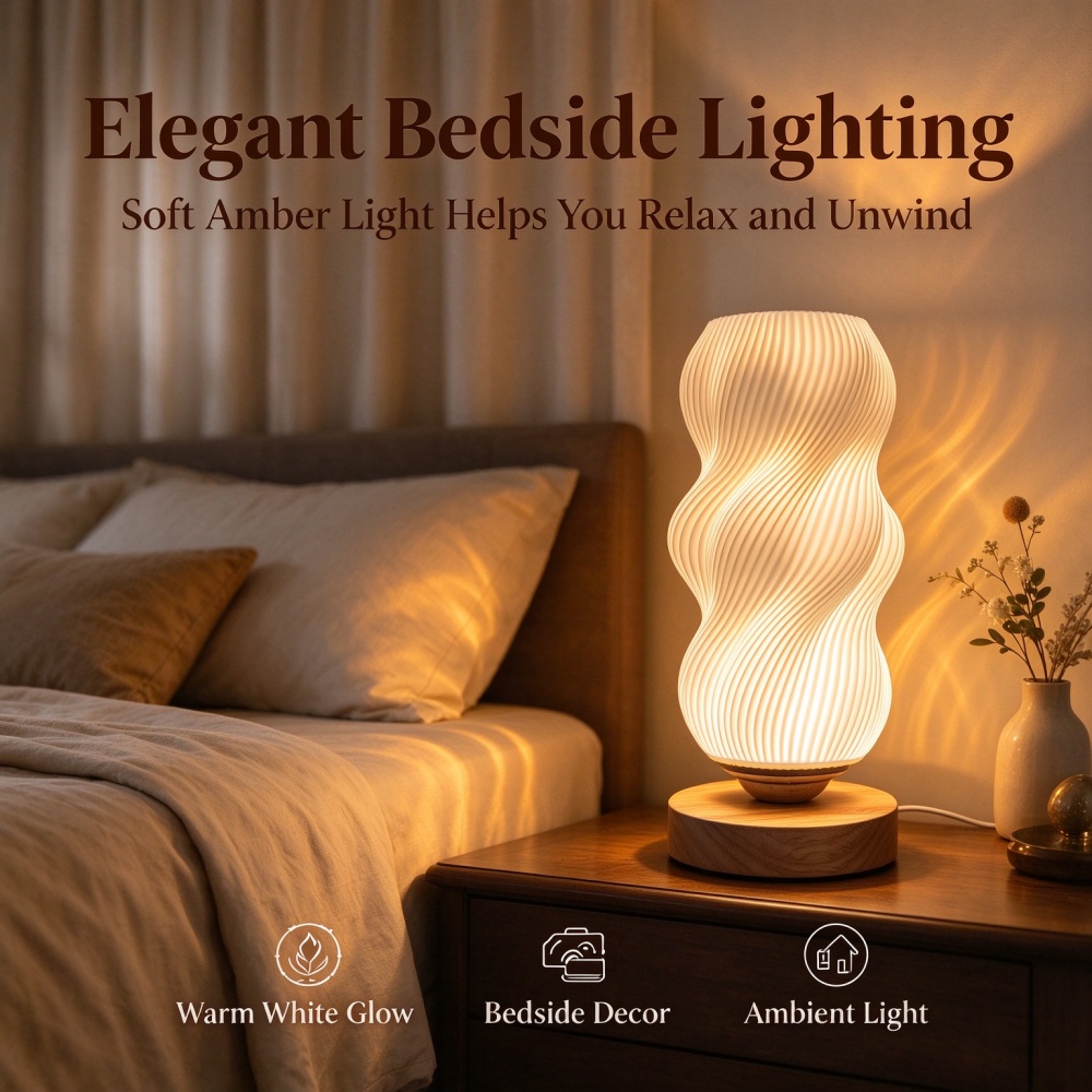 3D Printed Wave Texture Night  - Decor Lighting Lamps recension och pris