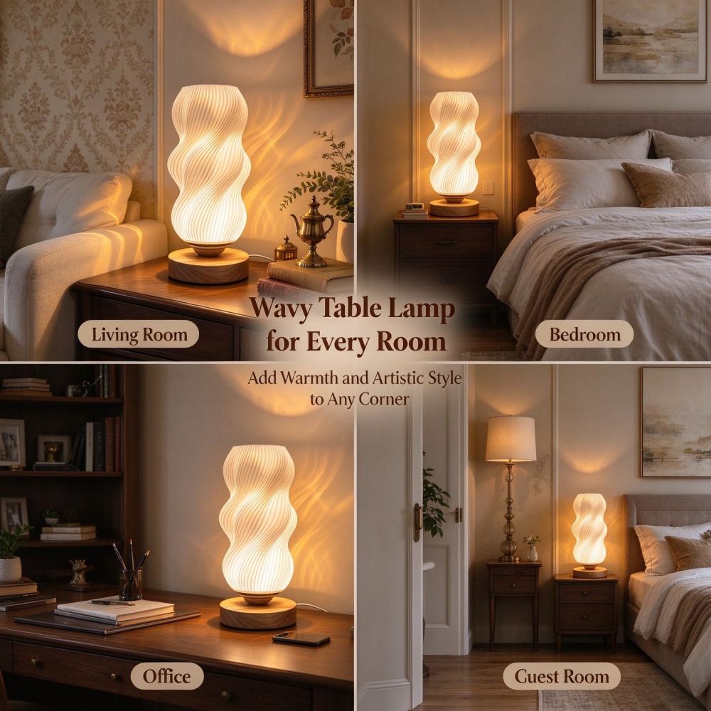 3D Printed Wave Texture Night  - Decor Lighting Lamps recension och pris