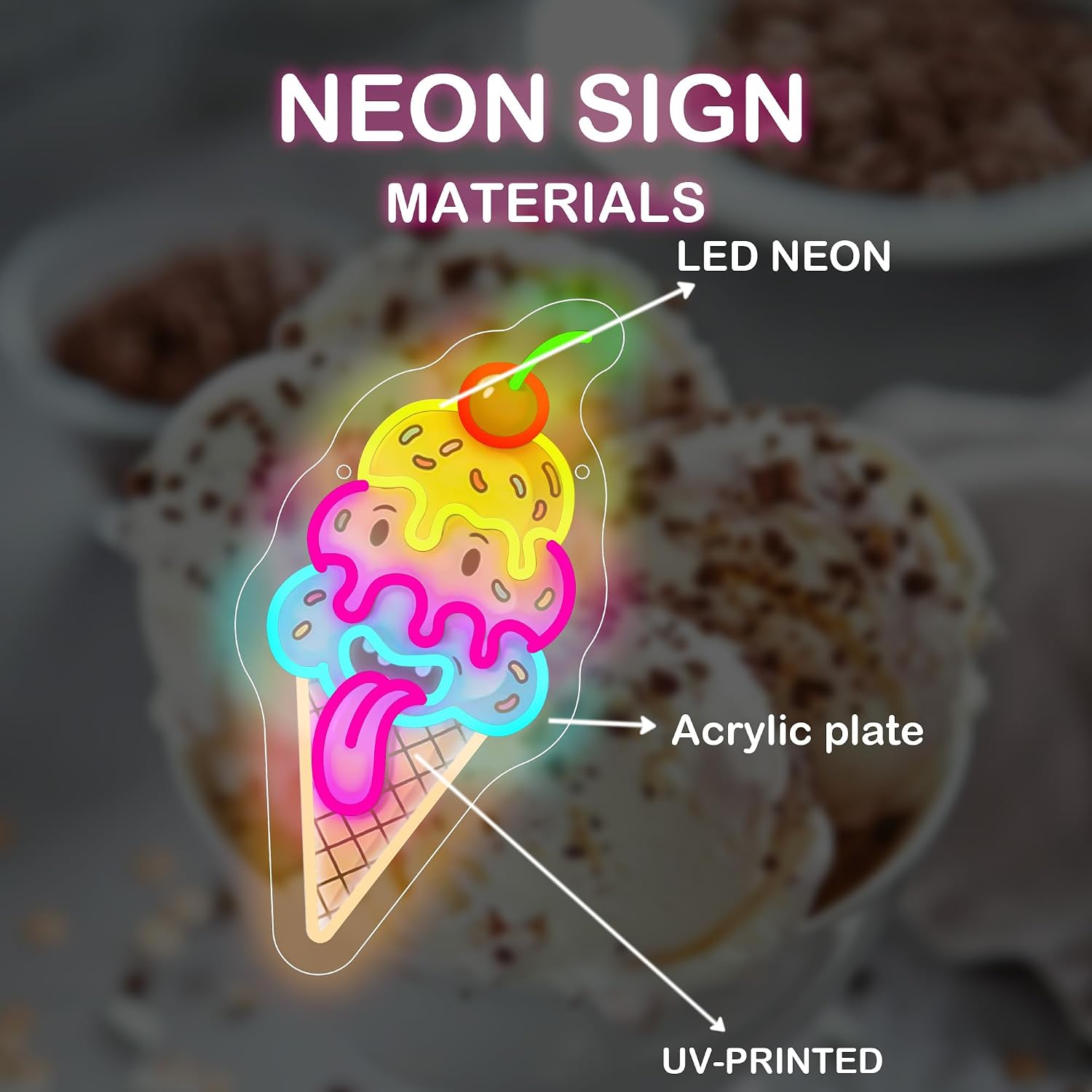 Ice Cream Neon Sign LED Neon L - Lighting Christmas Decor recension och pris