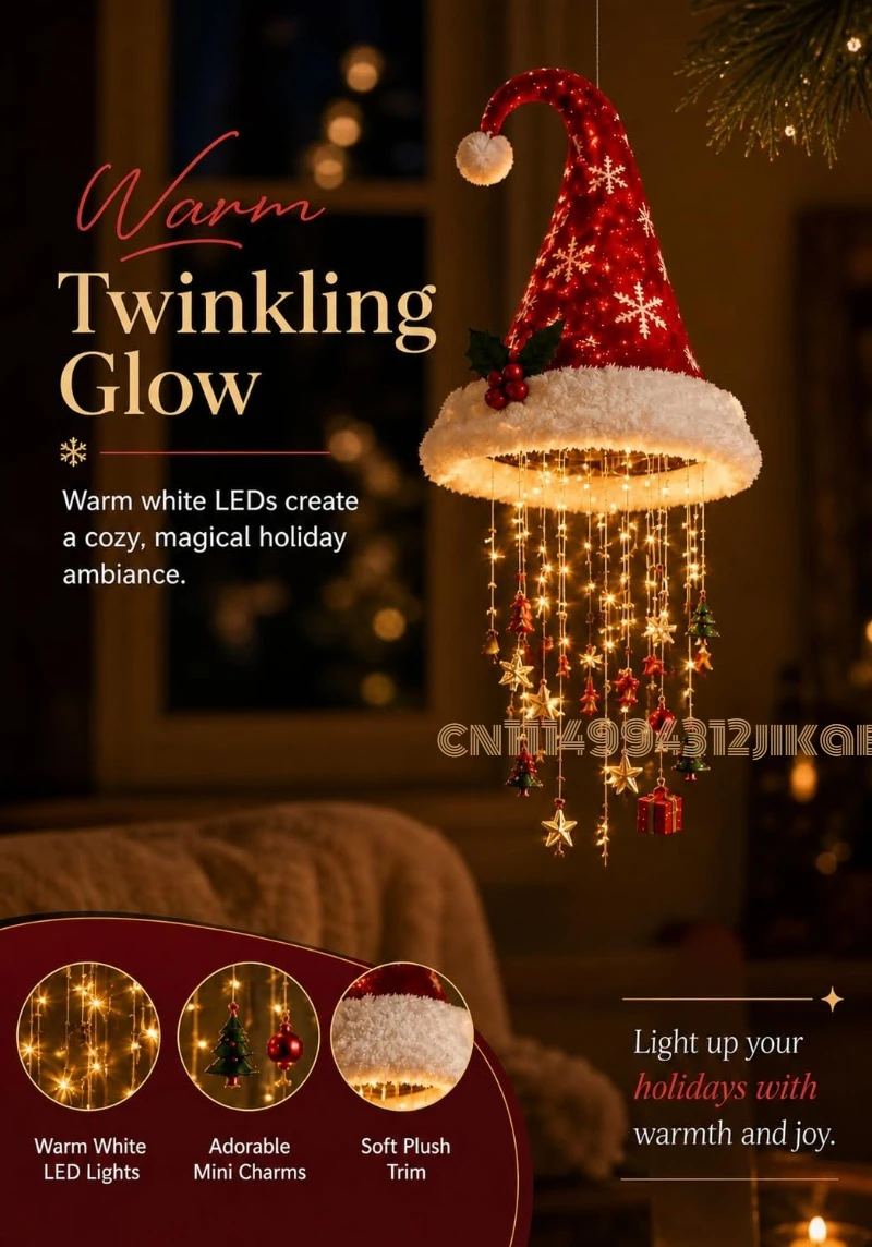 Lighted Santa Hat Hanging Chan - Lighting Christmas Decor recension och pris