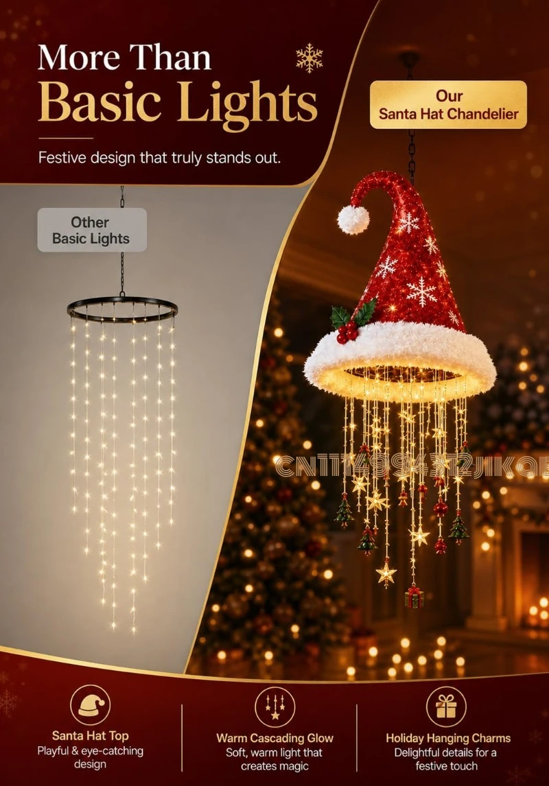Lighted Santa Hat Hanging Chan - Lighting Christmas Decor recension och pris